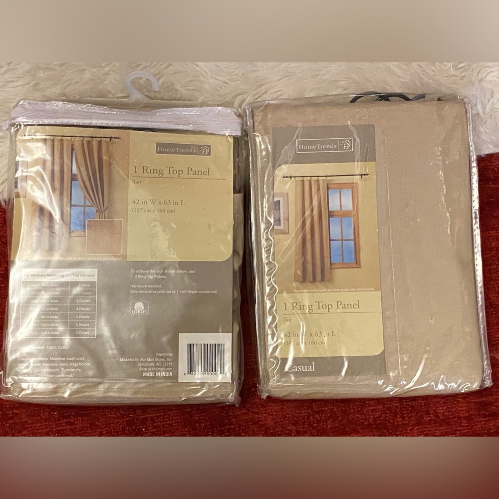 Home Trends Beige Ring Top Curtains